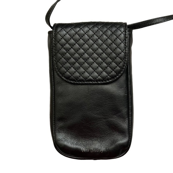Vera Bradley Black Quilted Leather Mini Crossbody Bag